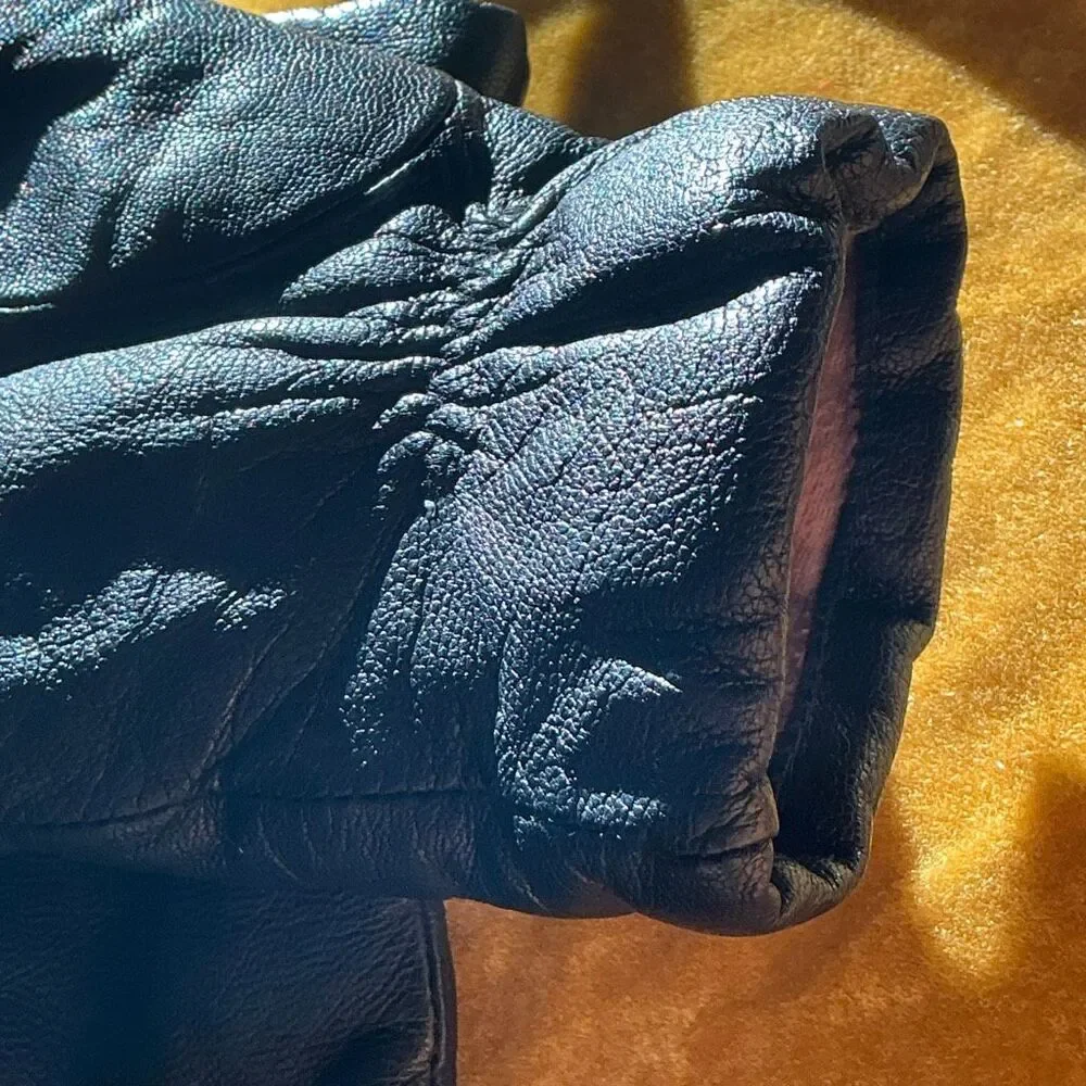 Vintage Fownes Black Leather Thinsulate Gloves Women’s Size 7 Made in Philippine